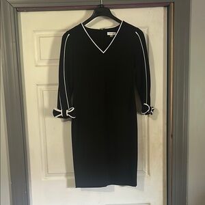 Elegant Black Dress with White Accents